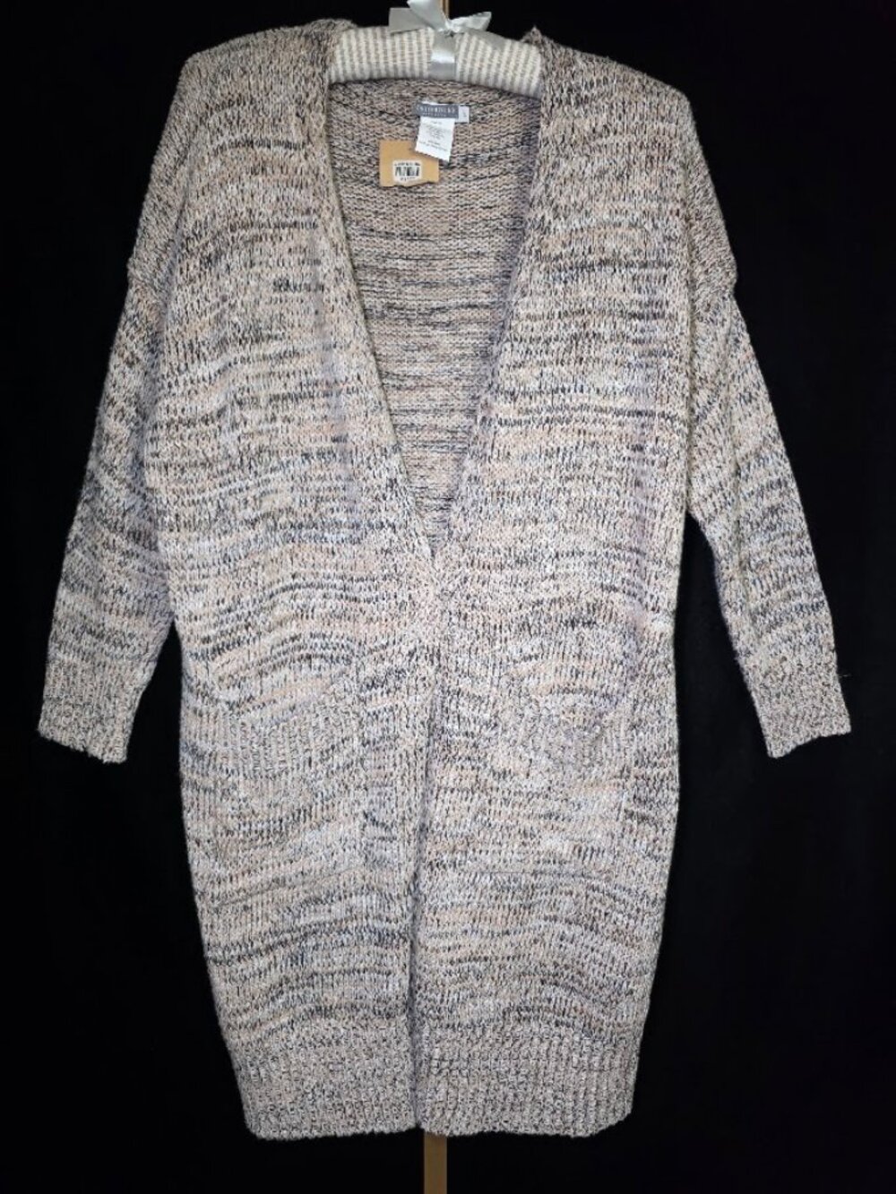 NWT Earthbound Trading Co Marled Knit Open Cardigan L